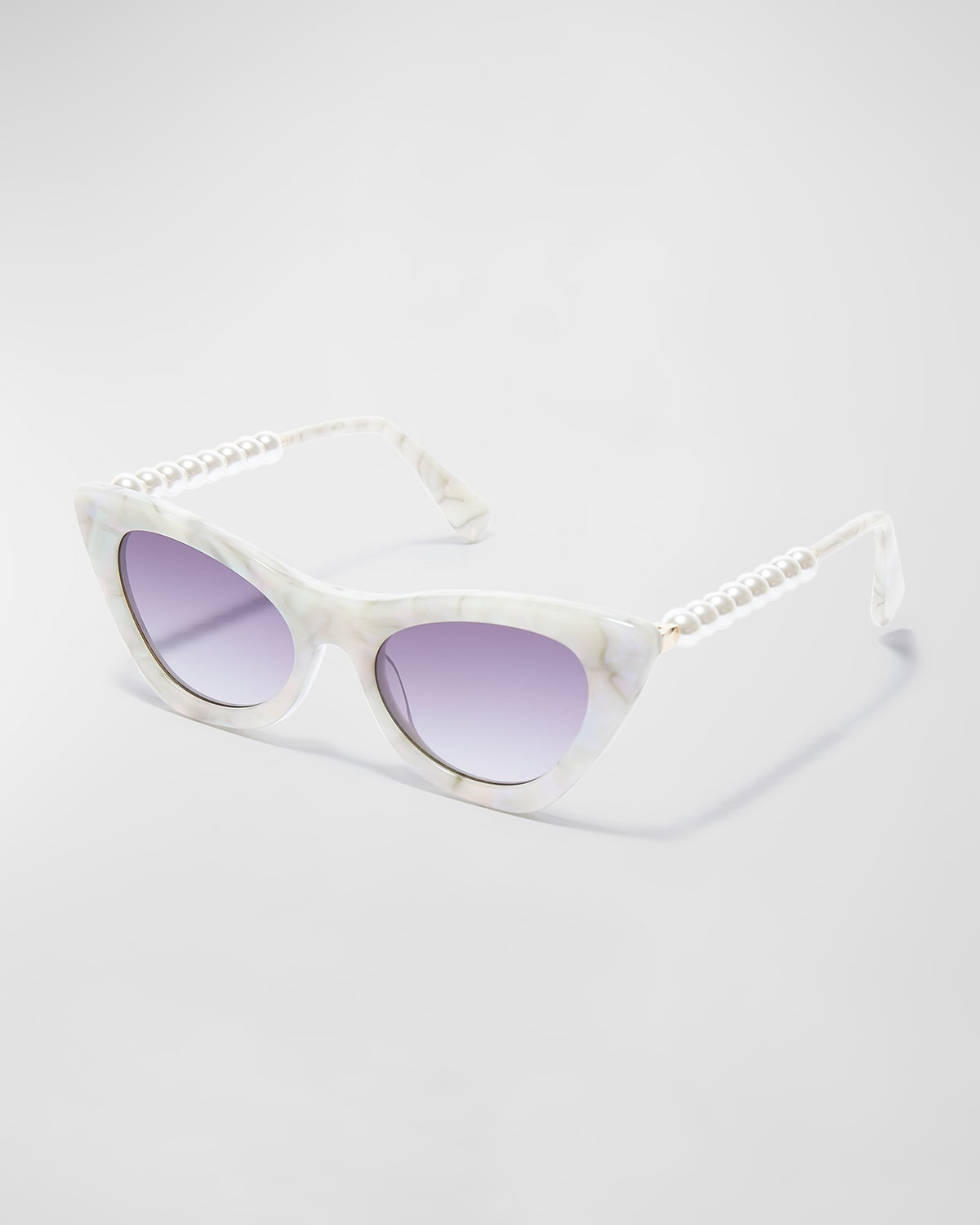 Downtown Pearly Acetate Cat-Eye Sunglasses | Neiman Marcus