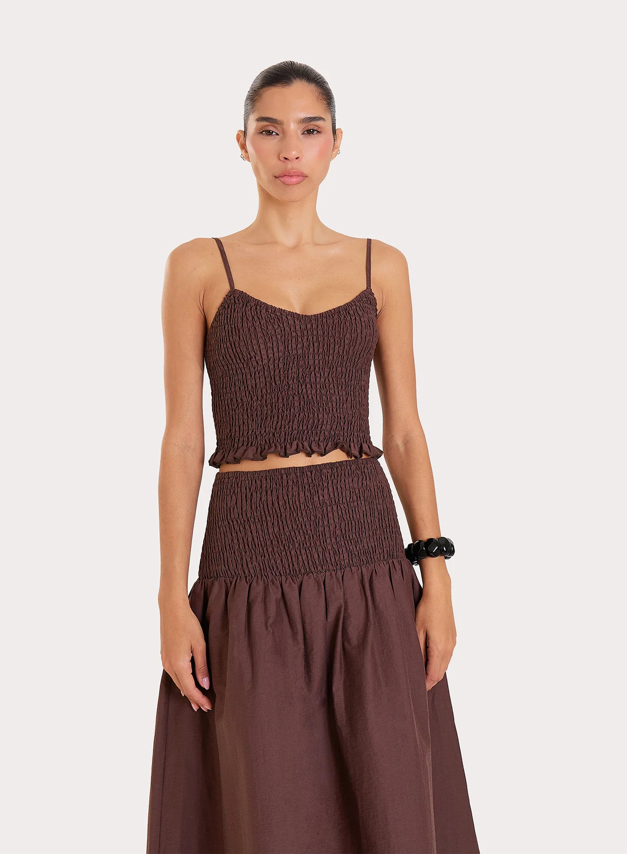 Women's Chocolate Shirred Crop Top | Lowri | 4th & Reckless | 4th & Reckless