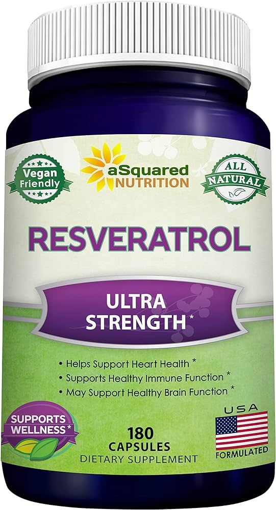Amazon.com: aSquared Nutrition 100% Natural Resveratrol - 1000mg Per Serving Max Strength (180 Ca... | Amazon (US)