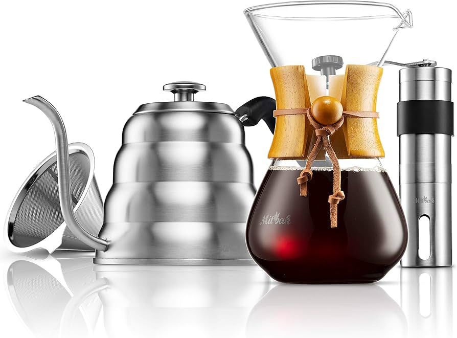 MITBAK Pour Over Coffee Maker Set | Kit Includes 40 OZ Gooseneck Kettle with Thermometer, Coffee ... | Amazon (US)