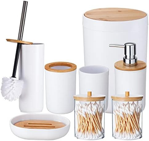 iMucci Bathroom Accessories Set - with Trash Can Toothbrush Holder Soap Dispenser Soap and Lotion Se | Amazon (US)