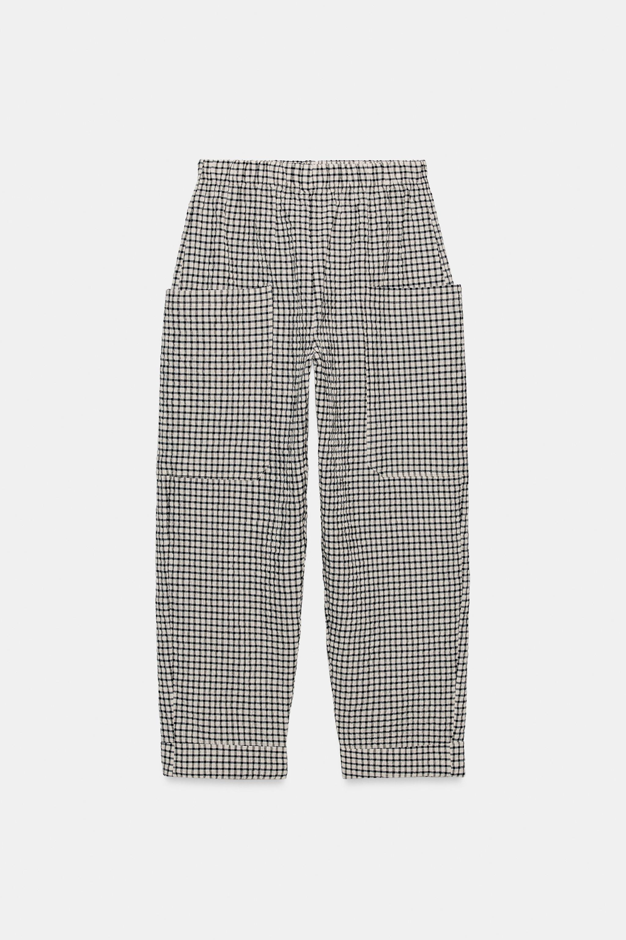 PLAID ELASTIC WAIST PANTS | Zara US