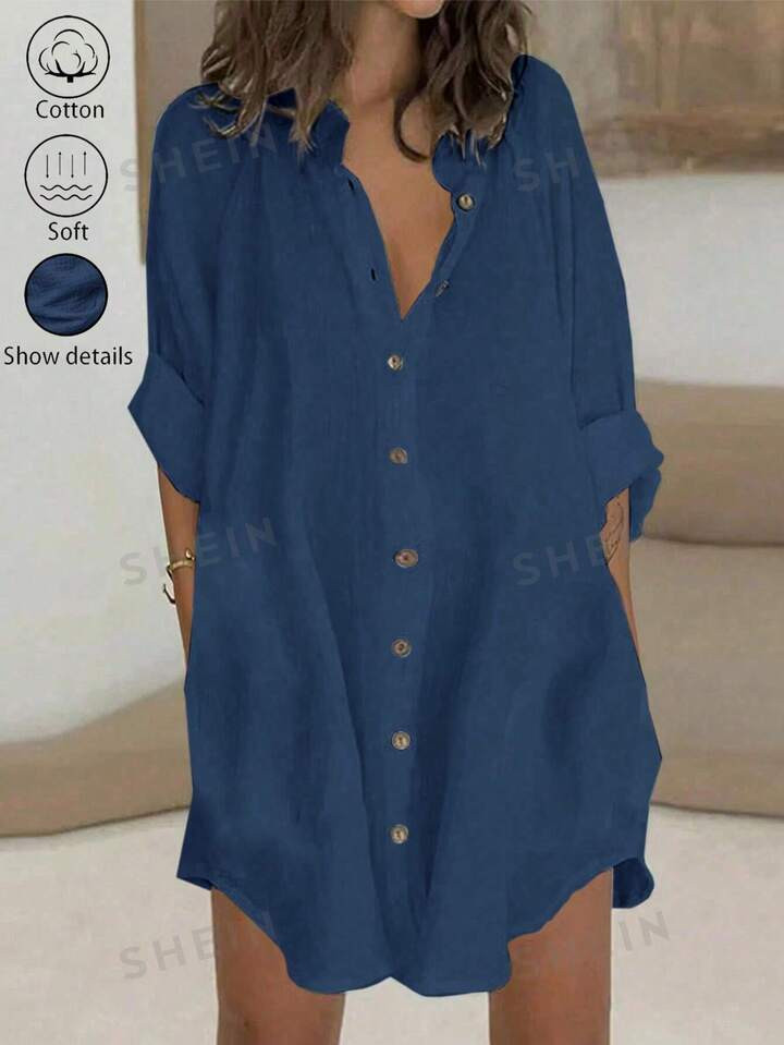 $9.37     
    $21.29
   
  -56%
       SHEIN LUNE Women's Casual Single-Breasted Dress With Roll... | SHEIN