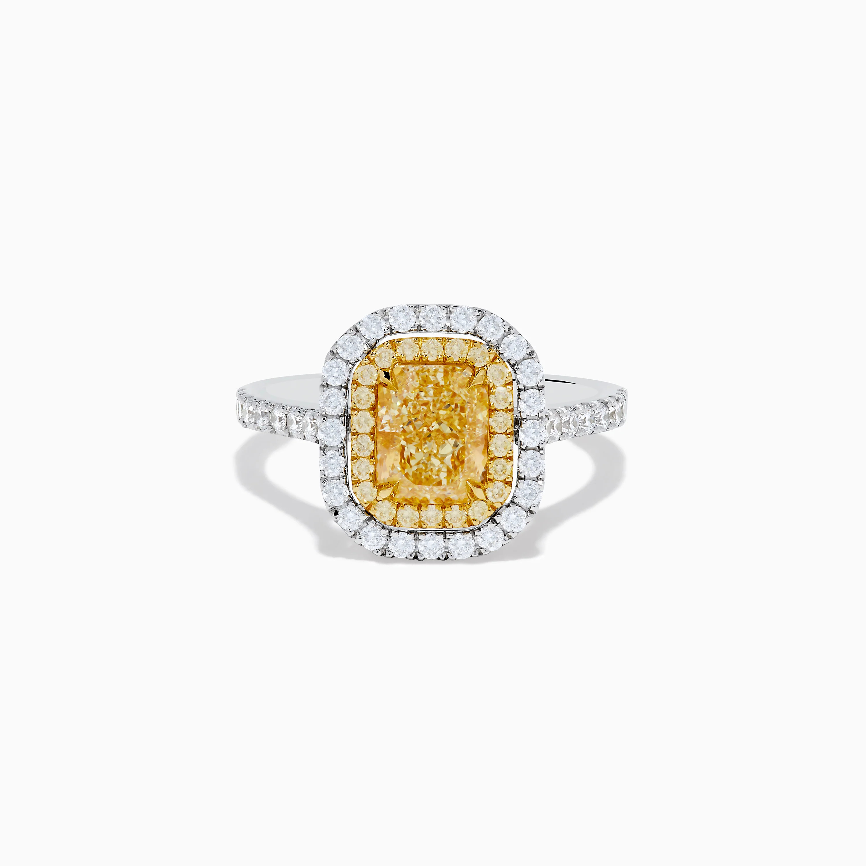 18K Gold Yellow and White Double Halo GIA Certified Diamond Ring | Effy Jewelry