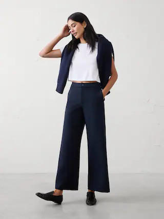 Wide-Leg High-Rise Ponte Pant | Banana Republic Factory
