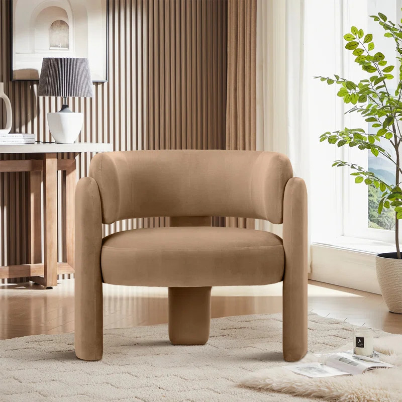 33" Wide Upholstered Modern 3-Legs Barrel Accent Chair | Wayfair North America