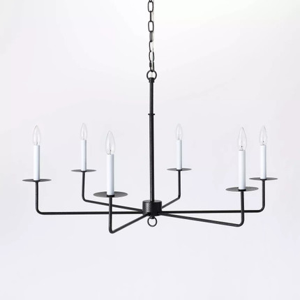 6-Light Hammered Metal Chandelier Black