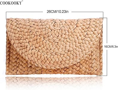 COOKOOKY Straw Clutch Handbag Summer Beach Straw Purse for Women woven Envelope Bag | Amazon (US)