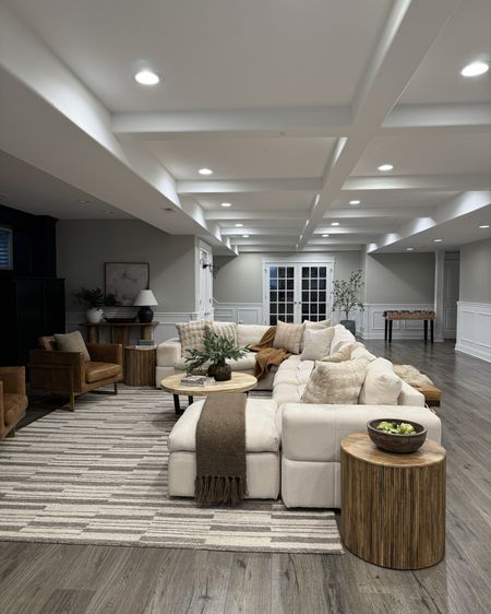 Basement views! We love this modular sectional for here and makes for a perfect cozy spot. 

Basement, rug, coffee table, side table, home decor, console table, throw pillow, throw, accent chair, 

#LTKStyleTip #LTKSaleAlert #LTKHome