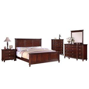 Bowery Hill 5 Piece Queen Bedroom Set in Cherry | Cymax