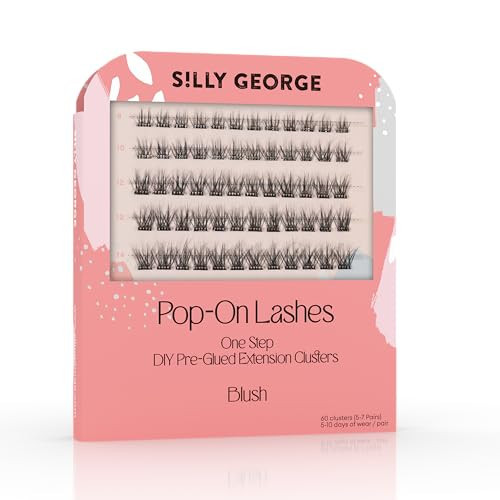Silly George Pop-On Lashes - DIY 1-Step Pre-Glued Faux Eyelash Clusters, Natural Look Extensions, Black - Blush, 5-7 Pair Set, Pack of 60 Clusters | Amazon (US)