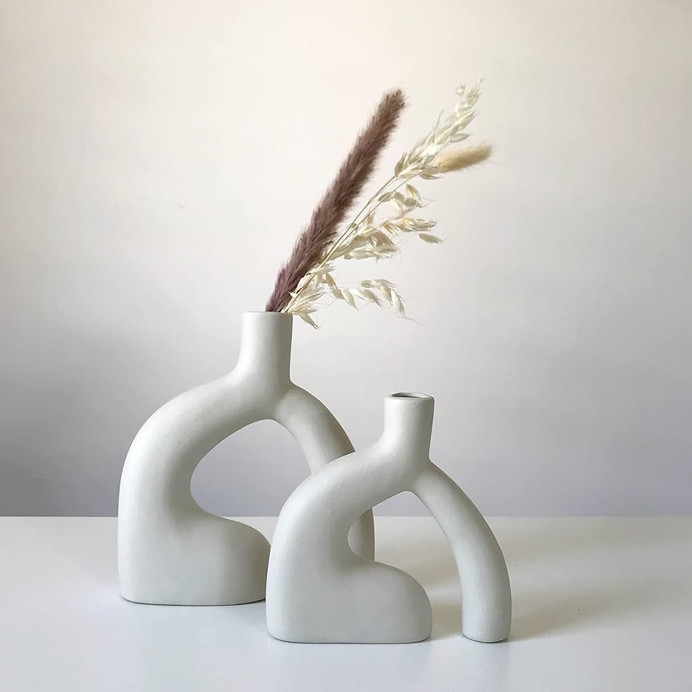 Eastern Rock Ceramic Vases Set of 2, Modern Minimalist Abstraction Vase The Vase of Body Language... | Amazon (CA)