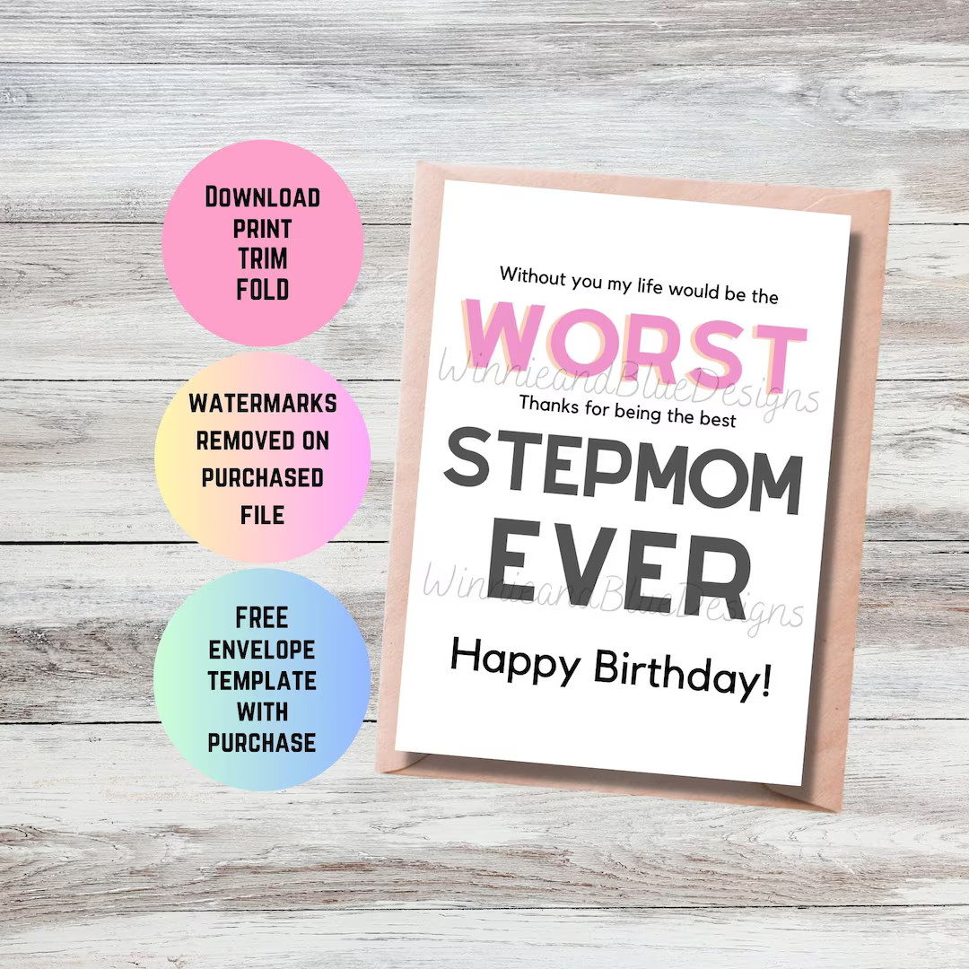Funny Printable Stepmom Birthday Card, Worst Stepmom Ever Card, Digital Birthday Card, Step Mothe... | Etsy (US)