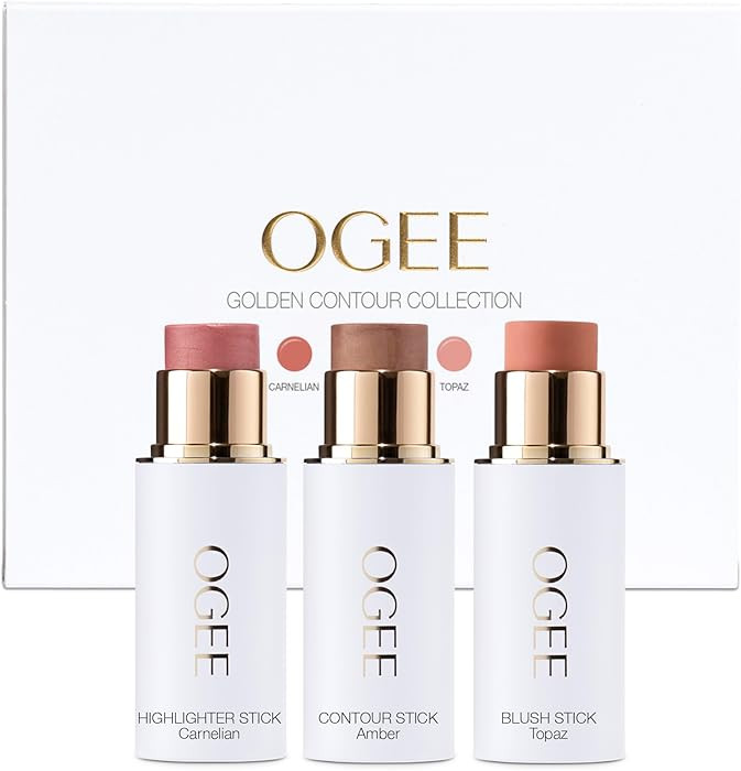 Ogee Face Stick Trio Golden Contour Stick Makeup Collection Bronzer, Blush Stick, Highlighter Sti... | Amazon (US)