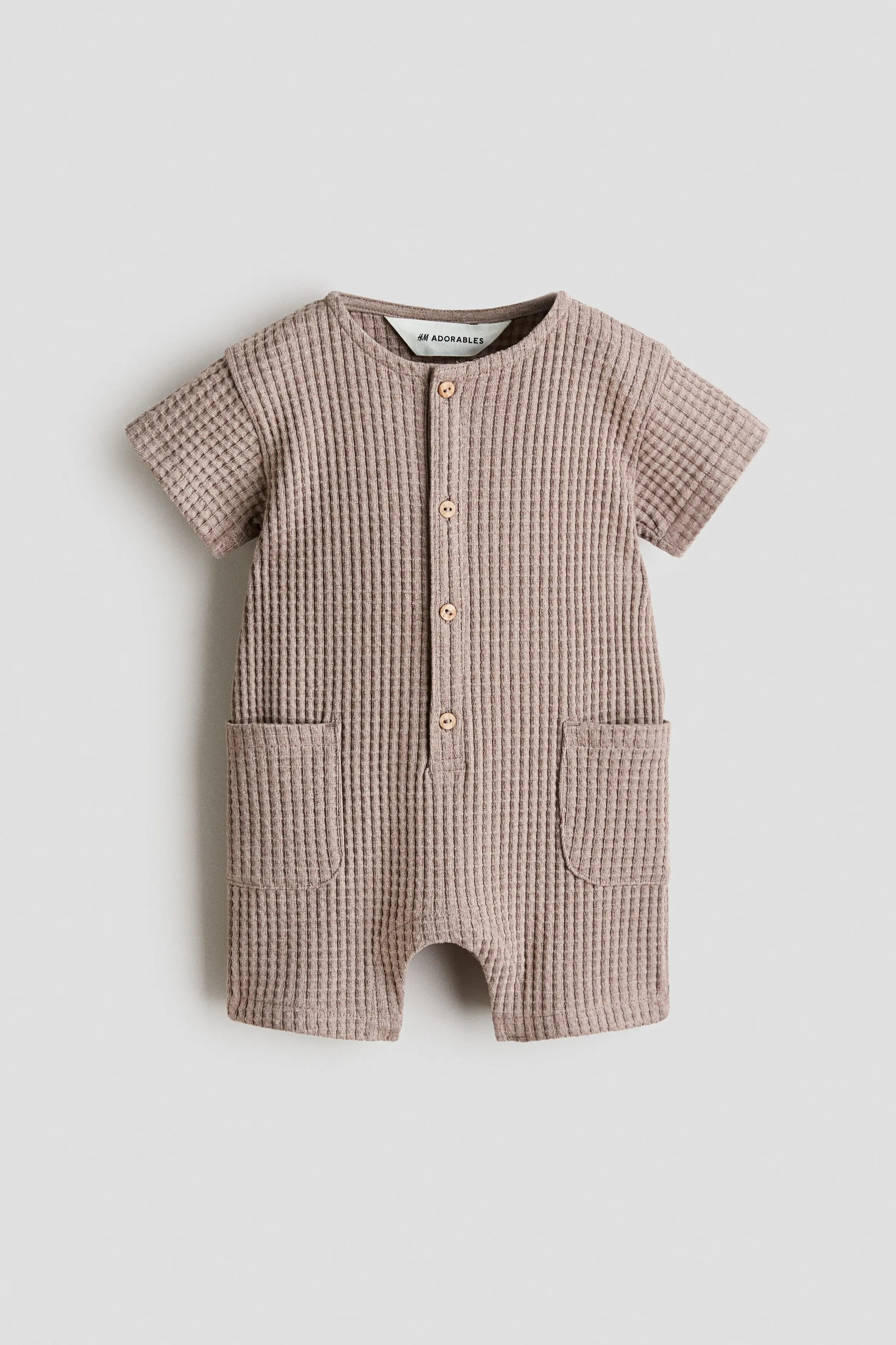 H&M Cotton Romper Suit in Light Brown at Nordstrom, Size Newborn | Nordstrom