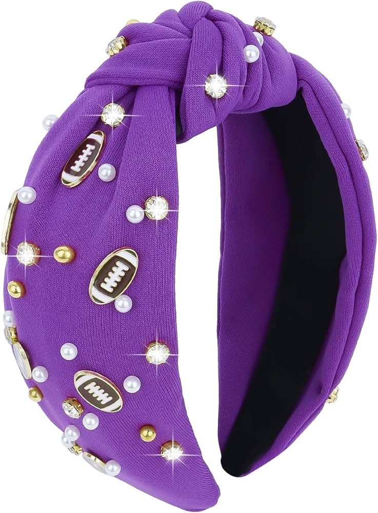 YARIEW Football Headband for Women Crystal Jeweled Knotted Headband | Amazon (US)