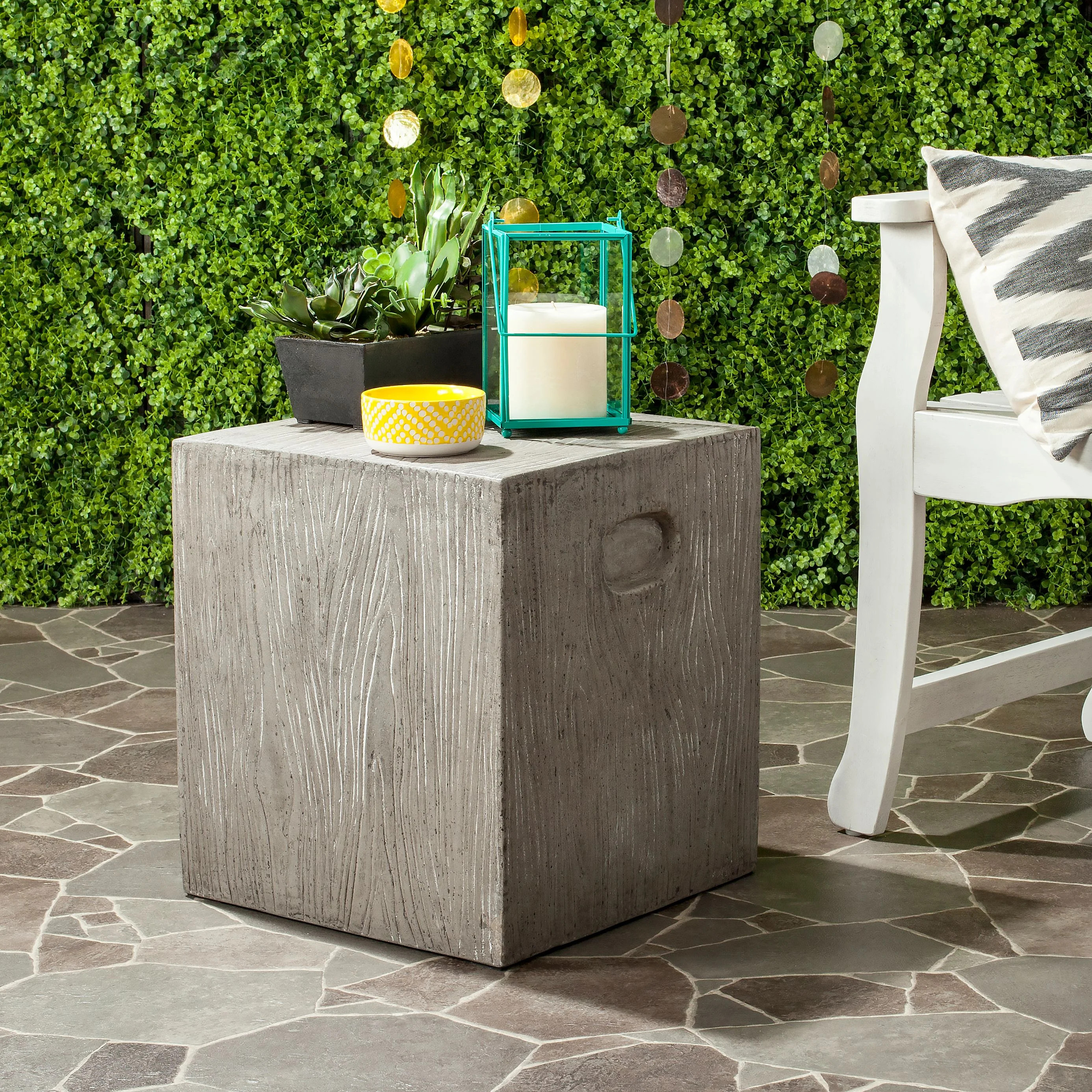 Safavieh Cube Outdoor Modern Concrete Accent Table - Dark Grey | Walmart (US)