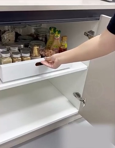 Amazon viral home kitchen pull out adhesive drawer organizer - no drilling needed! #ltkkitchen #ltkorganize #ltkbathroom 

#LTKhome #LTKfindsunder50 #LTKVideo