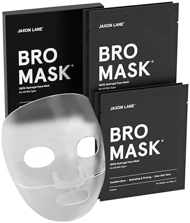 JAXON LANE BRO MASK Premium Korean Face Mask for Men (4 Pack) - Anti Aging Sheet Masks w/Hydrogel... | Amazon (US)