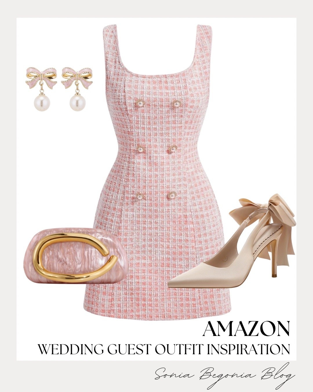Finding a chic wedding guest look just got so much easier!

I am obsessed with this timeless pink tweed mini dress from Amazon. The structured shape and elegant button detailing create a sophisticated, classic aesthetic that works beautifully for any special celebration.

I paired it with stunning satin bow heels, a marbled pink clutch, and matching pearl bow earrings for the ultimate romantic finish. 💗✨

#amazonfashion #weddingguest #tweeddress #pinkoutfit #amazonfinds #bowtrend #classicstyle #formalwear #ootdinspo #styleinspiration

#LTKootd #LTKWedding #LTKSeasonal