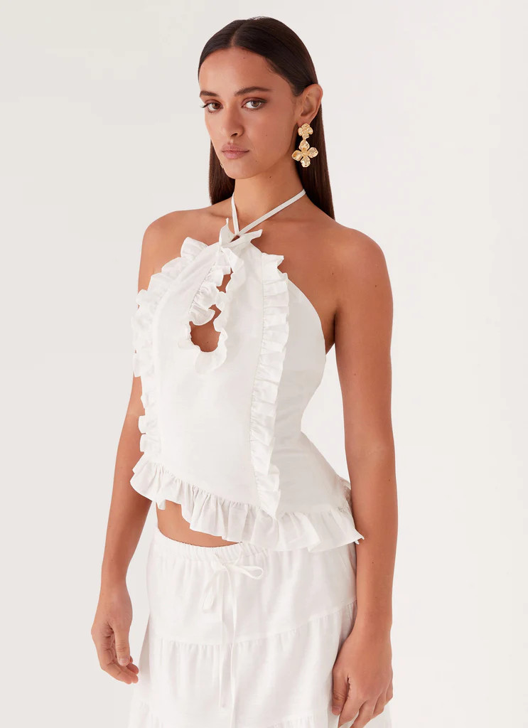 Mariella Linen Top - White | Peppermayo (Global)