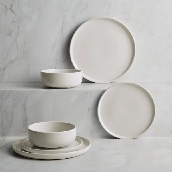 White Stacking 12 Piece Dinner Set | Dunelm