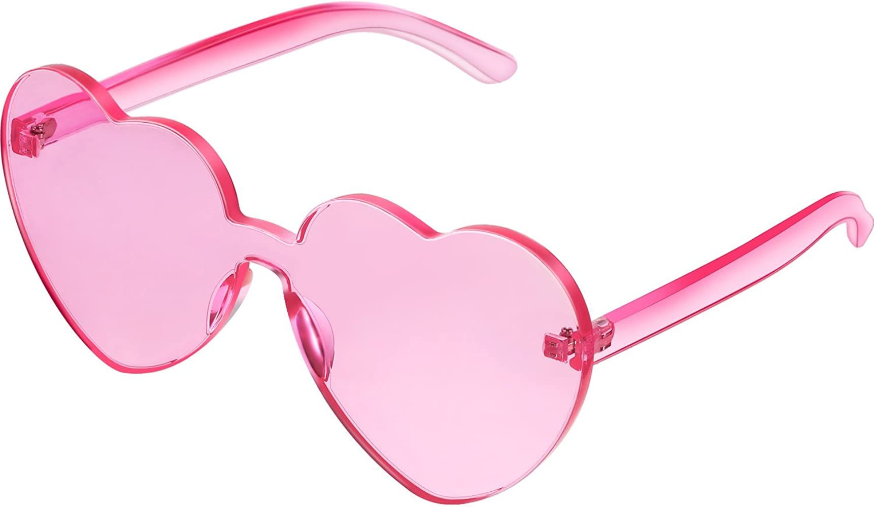 Maxdot Heart Shape Sunglasses Rimless Transparent Heart Glasses Colorful Party Favors | Amazon (US)