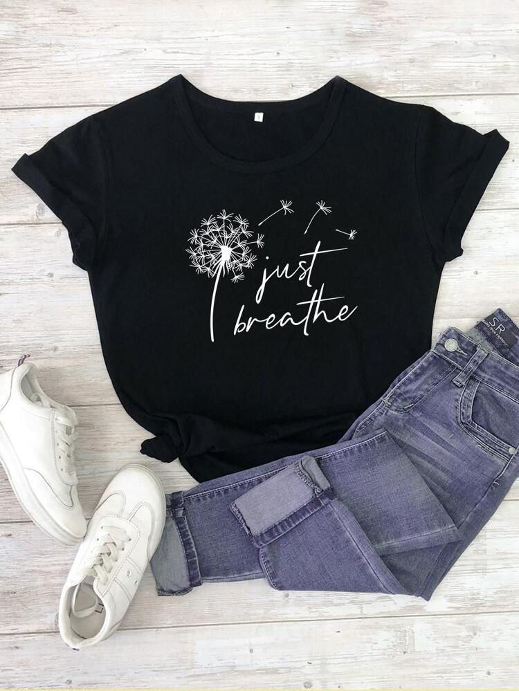 Dandelion & Letter Graphic Tee | SHEIN