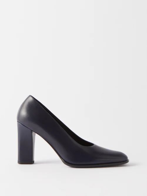 The Row - Olivia 70 Round-toe Leather Pumps - Womens - Navy | Matches (US)