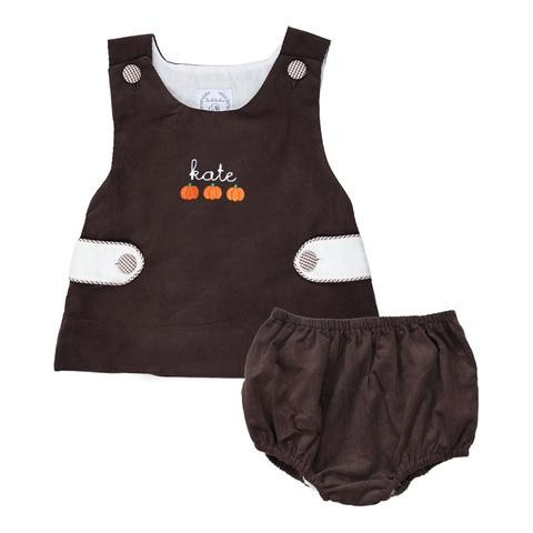 Lila Pumpkin Brown Corduroy Bloomer Set | The Bella Bean