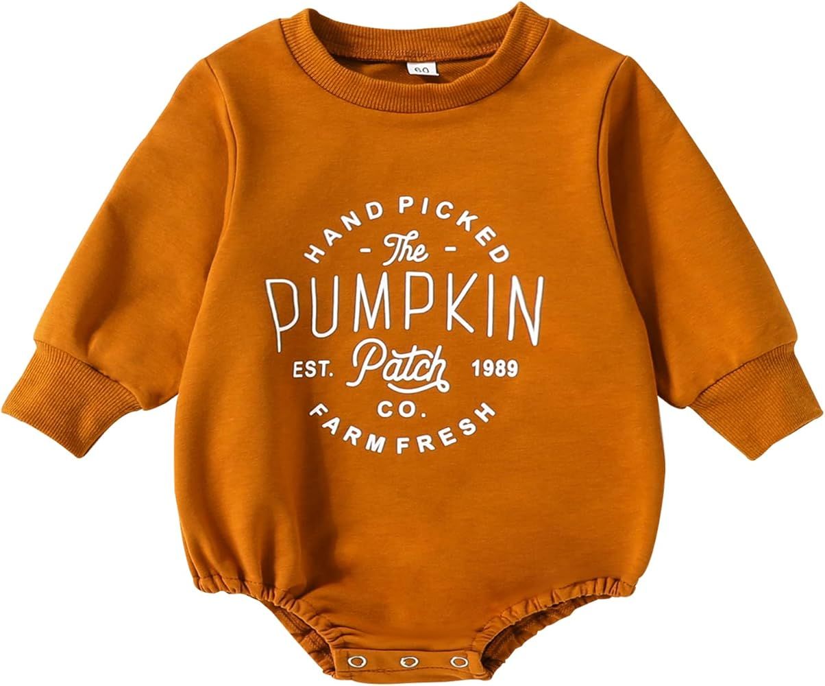 Ayalinggo Toddler Infant Baby Girl Boy Halloween Outfit Pumpkin Sweatshirt Oversized Onesie Bubbl... | Amazon (US)