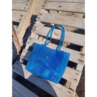 Blue Bead Bag | Beaded Tote Purse Handbag Shoulder Beach Large Crystal | Etsy (US)