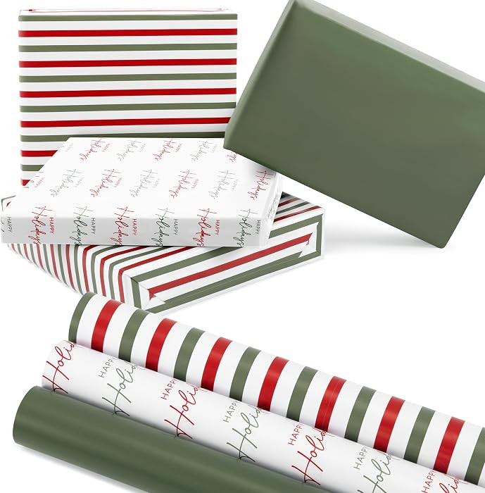 Beautiful Christmas Gift Wrapping Paper Rolls For Small & Medium Size Gifts - Set of 3 Quality Pa... | Amazon (US)