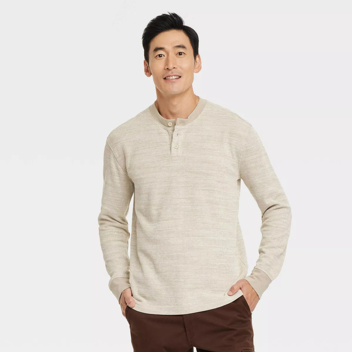 Men's Long Sleeve Textured Henley T-Shirt - Goodfellow & Co™ | Target
