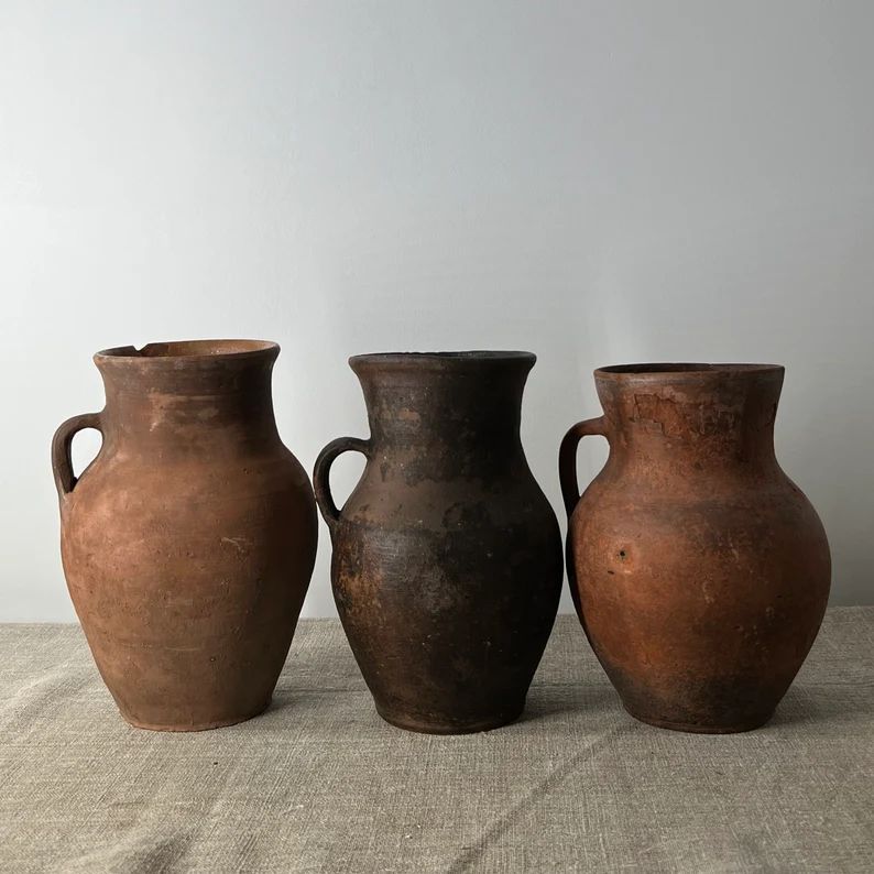 Brown Vintage Vase, Old Brown Pot, Antique Vase With Handle, Ceramic Flower Vase,vintage Ceramic ... | Etsy (US)