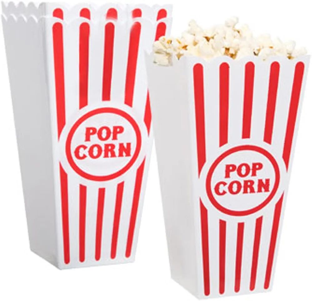 Novelty Place Plastic Red White Striped Classic Popcorn Containers for Movie Night - 7.8 inch Tal... | Amazon (US)