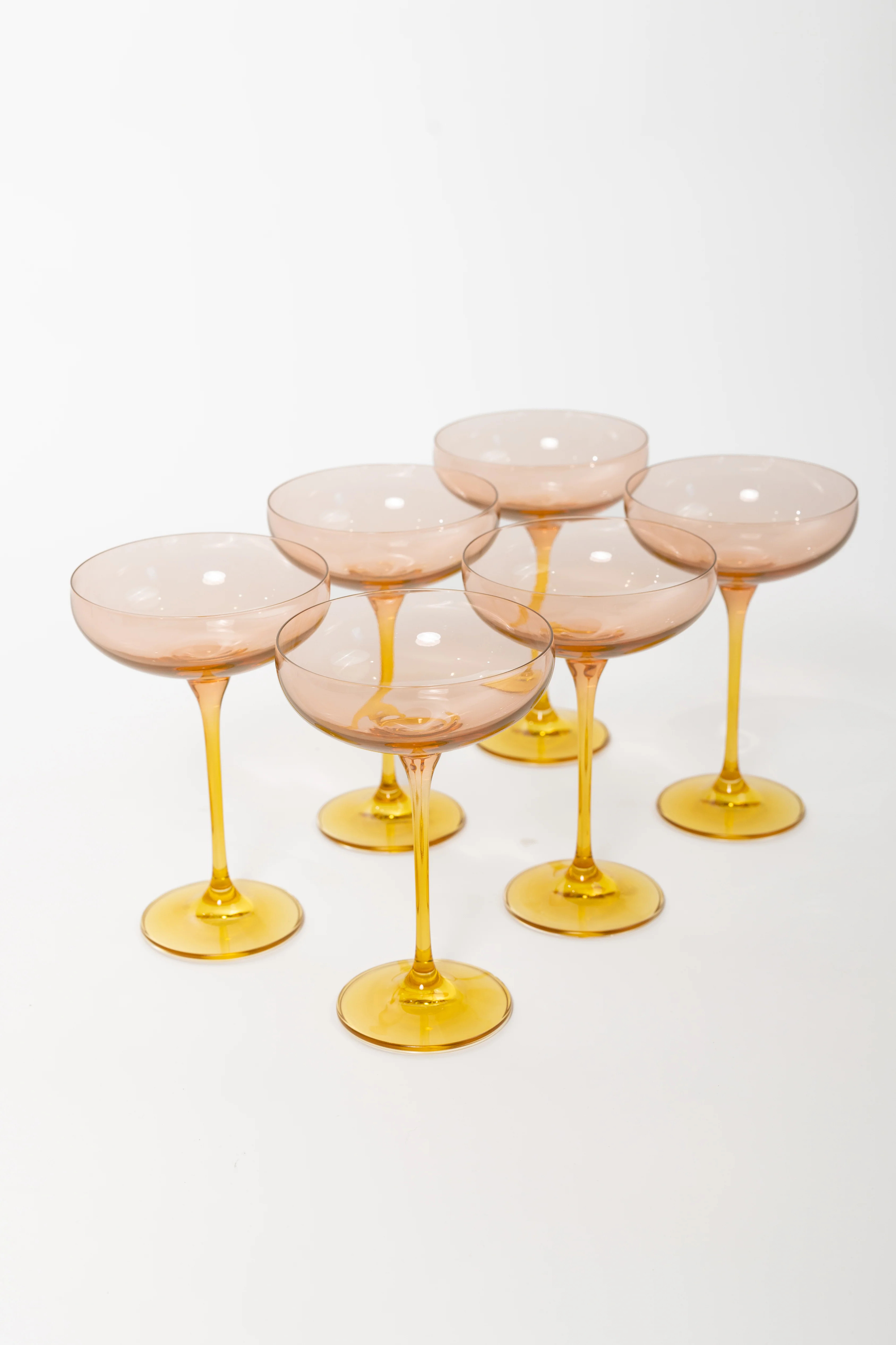 Estelle Colored Champagne Coupe - Set of 6 {Colorblock: Blush Pink + Y | Estelle Colored Glass