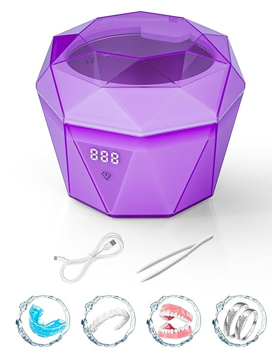 Ultrasonic Denture Retainer Cleaner Machine with U-V-C Light, Rechargeable Battery, 43±5KHz Soni... | Amazon (US)