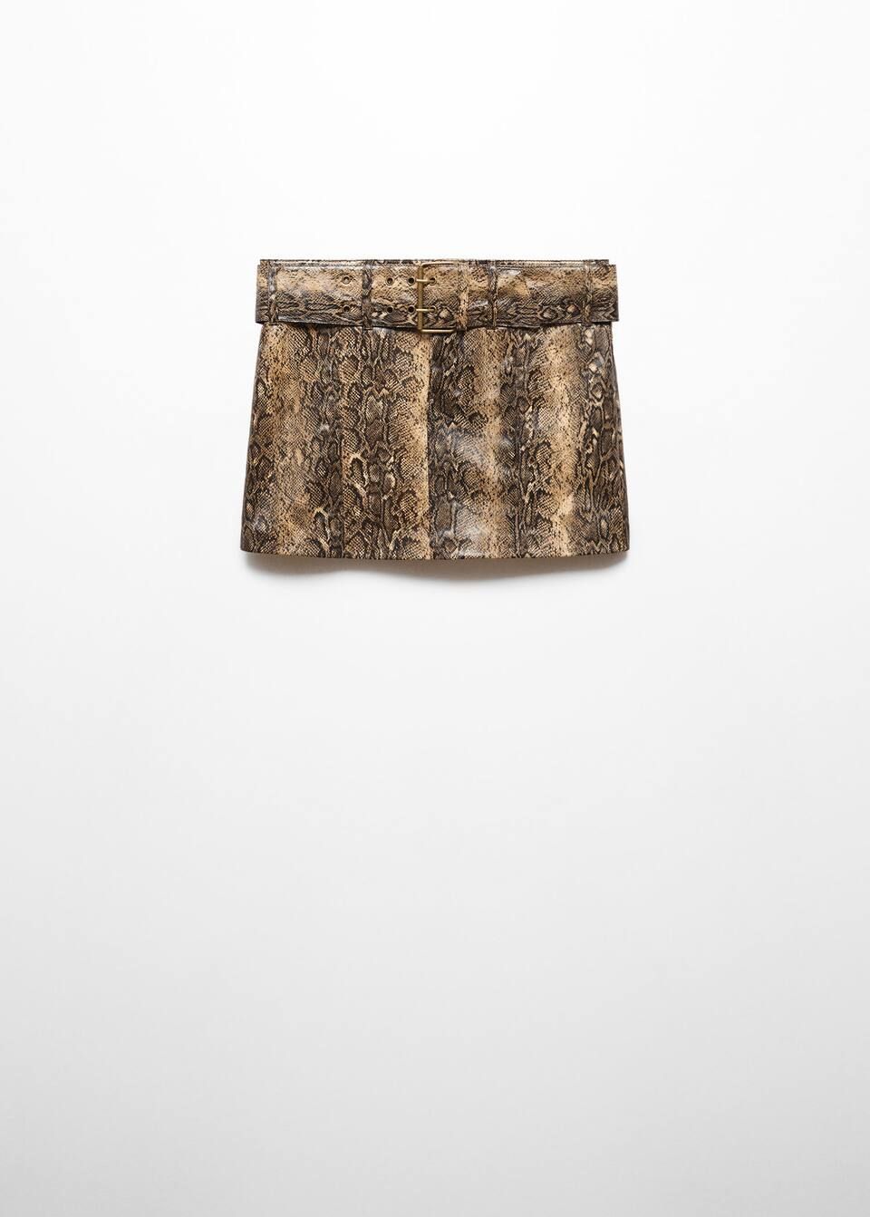 Animal-print mini-skirt with belt | MANGO (US)