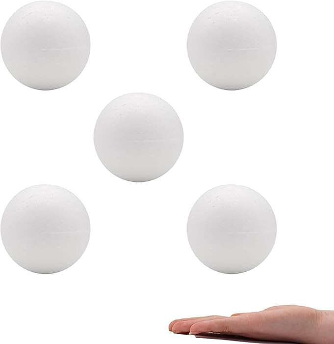 Crafare 3 Inch 5 Pack White Craft Foam Balls Round Polystyrene Foam Balls for Arts Household Scho... | Amazon (US)