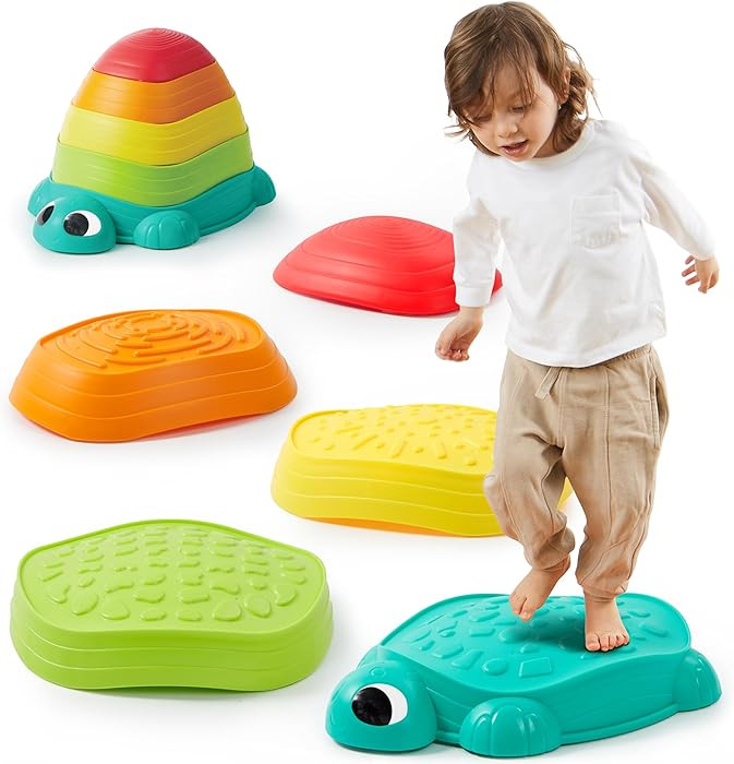 JOYIN 5 Pcs Turtle Balance Stepping Stones, Kids Turtle Path Jumping Stones, Toddler Obstacle Cou... | Amazon (US)