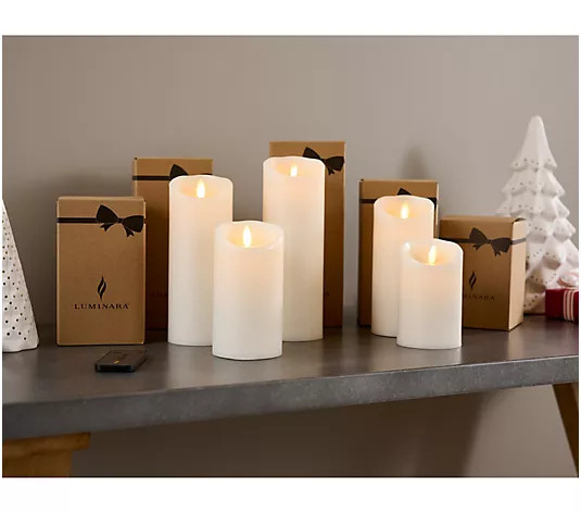 Luminara 5-pc Assorted Flameless Pillars w/ Gift Box and Remote - QVC.com | QVC