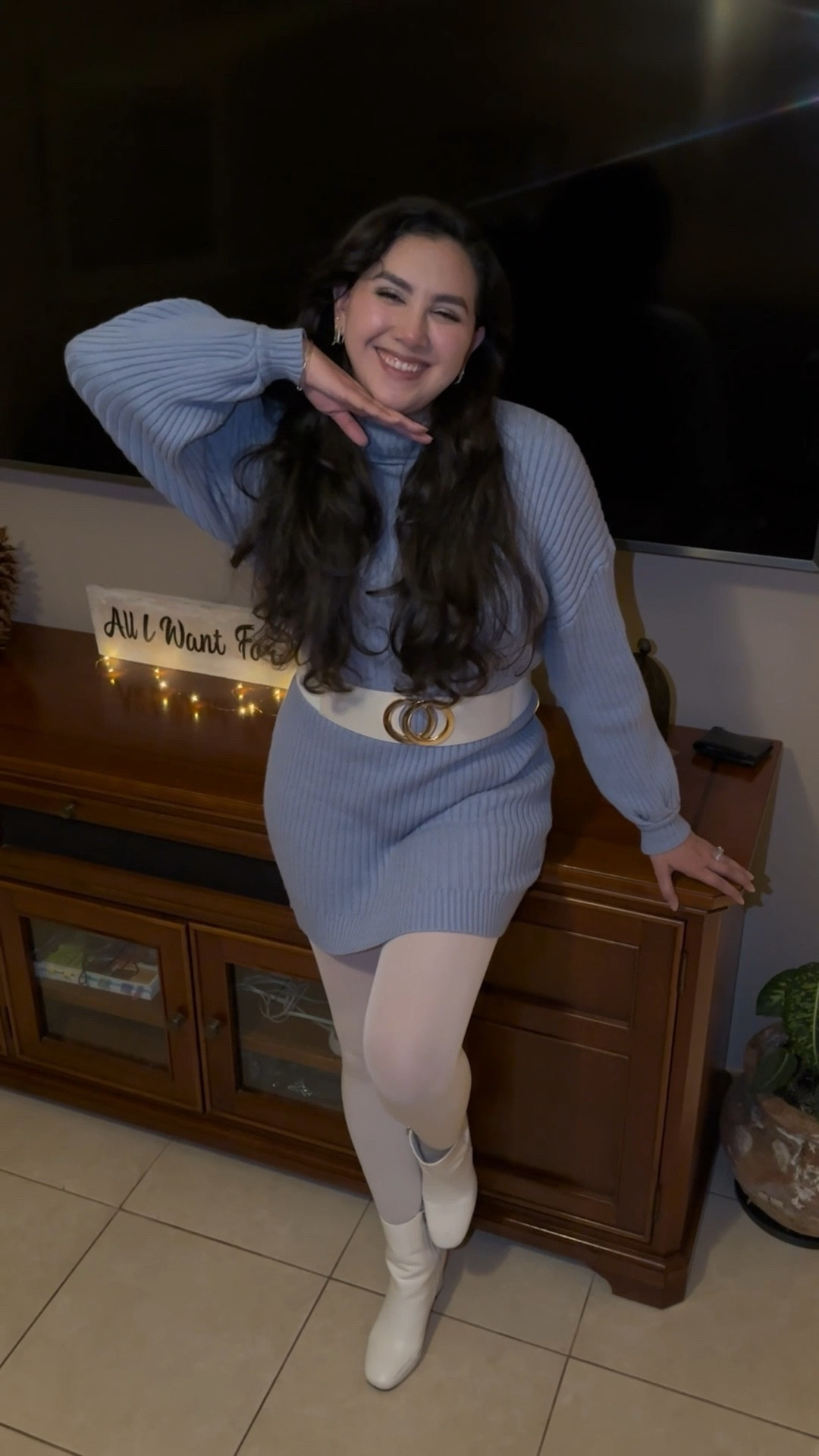❄️ This outfit feels like a cozy winter dream 🥰

🩵This long blue sweater dress gives such a winter wonderland vibe, when paired with the white leggings, and white boots that keeps everything looking fresh and festive. ✨

It’s comfortable enough for the winter but still chic for the holiday season. 💁🏻‍♀️

How do you like to dress for Christmas? 🎄This is both cozy, comfortable and dressy. 🫶🏻

Christmas outfit, fresh outfit for the holidays, Angie’s Magical Style, holiday outfit, winter wonderland outfit

#LTKHoliday #LTKSeasonal #LTKootd