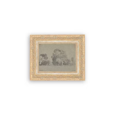 Petal Lane 11"x9" Grove of Trees Wall Art: Vintage Style, Framed Mixed Media, Gold Frame, Sawtoot... | Target