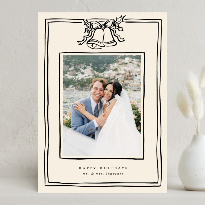 "Christmas Coquette" - Customizable Holiday Photo Cards in Black by Ekko Studio. | Minted