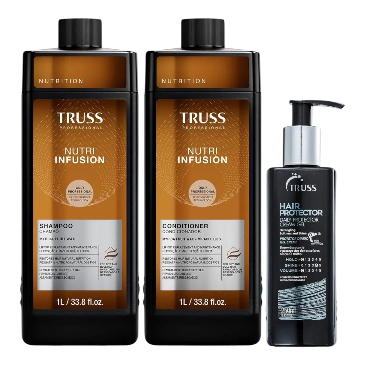 Kit Truss Nutri Infusion - Shampoo 1L + Condicionador 1L + Hair Protector 250Ml | DrogaRaia (BR)