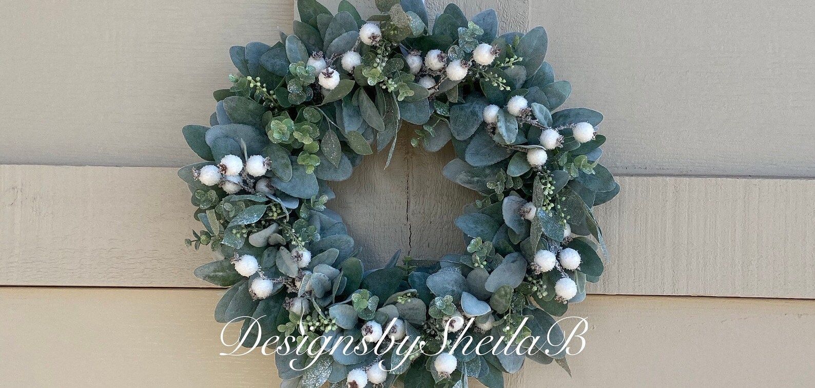 Read the full title
    Christmas Wreath, Winter Wreath, Evergreen Wreath, Lambs Ear Wreath, Berr... | Etsy (US)