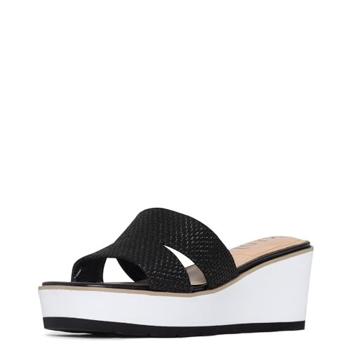 NYDJ Women's Raizy Jute Wedge Sandal, Black, 6.5 | Amazon (US)