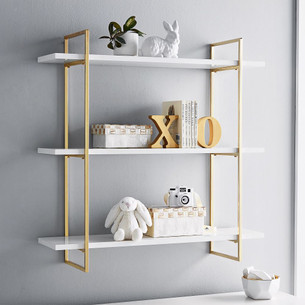 Click for more info about Polished Shelf, 3 Tier, White and Gold
