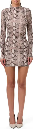 Print Long Sleeve Body-Con Minidress | Nordstrom